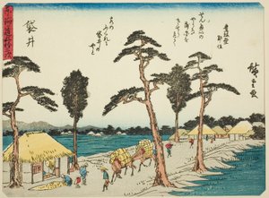 Fukuroi, aus der Serie "Dreiundfünfzig Stationen des Tokaido (Tokaido gojusan tsugi)", auch bekannt als der Tokaido mit Gedicht (Kyoka iri Tokaido)
