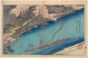 Vollblüte in Arashiyama am Oi-Fluss von Utagawa Hiroshige
