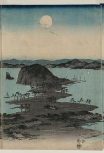Vollmond über Kanazawa, Musashi von Utagawa Hiroshige