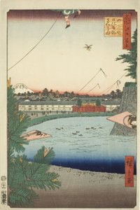 Hibiya und Soto-Sakurada von Yamashita-cho (Yamashita-cho Hibiya Soto-Sakurada), aus der Serie "Hundert berühmte Ansichten von Edo (Meisho Edo hyakkei)" von Utagawa Hiroshige