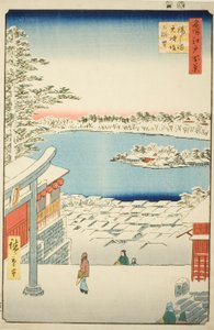 Blick vom Hügel des Yushima Tenjin-Schreins, aus der Serie "Hundert berühmte Ansichten von Edo" von Utagawa Hiroshige