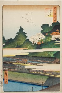 Ichigaya Hachiman-Schrein (Ichigaya Hachiman), aus der Serie „Hundert berühmte Ansichten von Edo (Meisho Edo hyakkei)“ von Utagawa Hiroshige