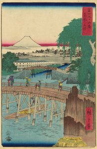 Ichikoku-Brücke in der östlichen Hauptstadt (Toto Ichikokubashi), aus der Serie "Sechsunddreißig Ansichten des Berges Fuji (Fuji sanjurokkei)"
