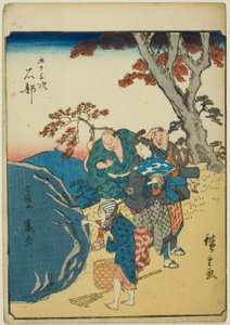 Ishibe, aus der Serie "Dreiundfünfzig Stationen [des Tokaido] (Gojusan tsugi)," auch bekannt als die Figuren-Tokaido (Jinbutsu Tokaido)