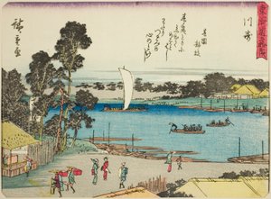 Kawasaki, aus der Serie "Dreiundfünfzig Stationen des Tokaido", auch bekannt als der Tokaido mit Gedicht