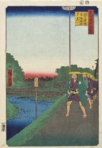 Kinokuni-Hügel und Fernblick auf Akasaka Tameike von Utagawa Hiroshige