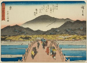 Kyoto: Die Große Brücke bei Sanjo, aus der Serie "Dreiundfünfzig Stationen des Tokaido" von Utagawa Hiroshige
