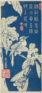 Loquat und Vogel von Utagawa Hiroshige