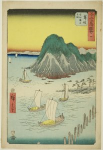 Maisaka: Fähren überqueren das Meer bei Imagiri, Nr. 31 aus der Serie Berühmte Ansichten der dreiundfünfzig Stationen, auch bekannt als der Vertikale Tokaido