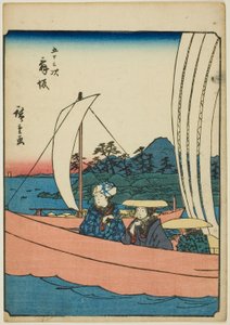 Maisaka, aus der Serie "Dreiundfünfzig Stationen [des Tokaido] (Gojusan tsugi)," auch bekannt als der Figuren-Tokaido (Jinbutsu Tokaido) von Utagawa Hiroshige