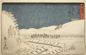 Mariko—Nr. 21, aus der Serie "Dreiundfünfzig Stationen des Tokaido (Tokaido gojusan tsugi)," auch bekannt als der Reisho Tokaido