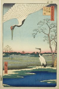 Minowa, Kanasugi, Mikawashima, aus der Serie „Einhundert berühmte Ansichten von Edo (Meisho Edo hyakkei)“