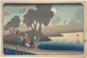 Mondnacht in Miyanokoshi, aus Die neunundsechzig Stationen des Kisokaidō von Utagawa Hiroshige