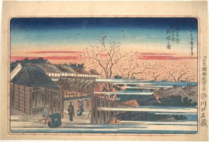 Morgendliche Kirschblüten in Shin-Yoshiwara von Utagawa Hiroshige