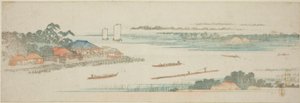 Mündung des Naka-Flusses, aus einer unbetitelten Serie berühmter Ansichten der Edo-Vororte von Utagawa Hiroshige