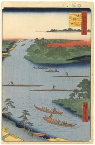 Mündung des Nakagawa-Flusses, Nr. 70 aus Einhundert berühmte Ansichten von Edo, 1857 von Utagawa Hiroshige