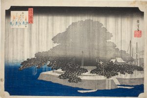 Nachtregen in Karasaki (Karasaki no yau), aus der Serie "Acht Ansichten von Omi (Omi hakkei no uchi)"