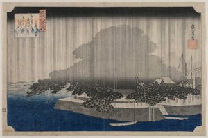 Nachtregen in Karasaki, aus der Serie Acht Ansichten von Omi, um 1835