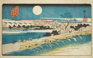 Nihon-Damm in der Nähe von Yoshiwara (Yoshiwara Nihon-zutsumi), aus der Serie "Berühmte Orte in Edo (Koto meisho)"