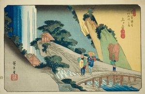 Nr. 39: Agematsu, aus der Serie "Neunundsechzig Stationen des Kisokaido (Kisokaido rokujukyu tsugi no uchi)" von Utagawa Hiroshige