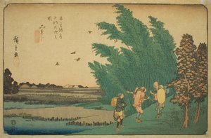 Nr. 56: Mieji, aus der Serie "Neunundsechzig Stationen der Kisokaido" von Utagawa Hiroshige