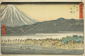 Numazu—Nr. 13, aus der Serie "Dreiundfünfzig Stationen des Tokaido (Tokaido gojusan tsugi)", auch bekannt als der Reisho Tokaido