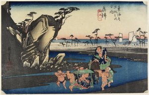 Okitsu-Fluss bei Okitsu, ca. 1833