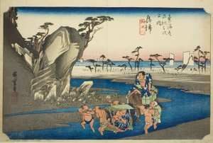 Okitsu: Der Okitsu-Fluss, aus der Serie "Dreiundfünfzig Stationen der Tokaido-Straße"