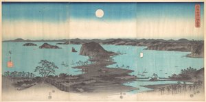 Panorama der acht Ansichten von Kanazawa bei Vollmond von Utagawa Hiroshige