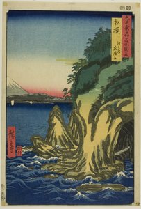 Provinz Sagami: Eingang zu den Höhlen von Enoshima, aus der Serie "Berühmte Orte in den Sechzig-ungefähr Provinzen" von Utagawa Hiroshige