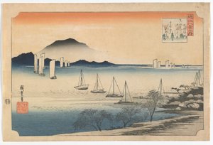 Segelboote kehren nach Yabase zurück, Edo-Zeit, frühe 1830er Jahre