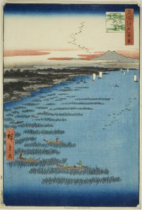 Samezu-Küste in Süd-Shinagawa (Minami-Shinagawa Samezu kaigan), aus der Serie "Hundert berühmte Ansichten von Edo (Meisho Edo hyakkei)"