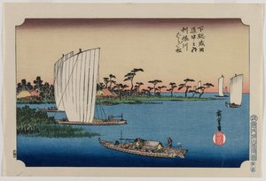 Verstreute Kiefern am Tone-Fluss, aus der Serie Der Weg nach Narita in der Provinz Shimosa von Utagawa Hiroshige