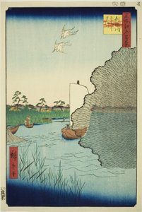 Verstreute Kiefern am Tone-Fluss, aus der Serie "Hundert berühmte Ansichten von Edo"
