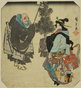 Seki: Priester Ikkyu und die Höllenkurtisane, aus der Serie "Dreiundfünfzig Paarungen für die Tokaido-Straße (Tokaido gojusan tsui)"