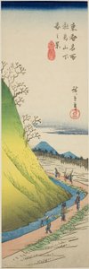 Frühlingsansicht vom Fuß des Asuka-Hügels (Asukayama shita haru no kei), aus der Serie "Berühmte Ansichten der östlichen Hauptstadt (Toto meisho)"