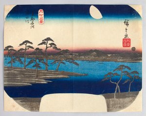 Sumida-Fluss, ein berühmter Fluss der östlichen Hauptstadt, aus der Serie „Drei mondbeschienene Ansichten“ von Utagawa Hiroshige