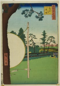 Takata Reitplatz (Takata no baba), aus der Serie „Hundert berühmte Ansichten von Edo (Meisho Edo hyakkei)“ von Utagawa Hiroshige