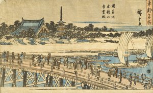 Der Asakusa-Fluss, Kinryūzan-Tempel und Azuma-Brücke von Utagawa Hiroshige