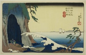 Die Höhle von Enoshima in der Provinz Sagami, aus der Serie "Berühmte Orte Japans (Honcho meisho)" von Utagawa Hiroshige