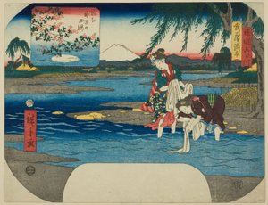 Der Chofu-Juwelenfluss in der Provinz Musashi (Musashi Chofu) und der Noji-Juwelenfluss in der Provinz Omi (Omi Noji no Tamagawa), aus der Serie "Sechs Juwelenflüsse in verschiedenen Provinzen (Shokoku Mu Tamagawa)"