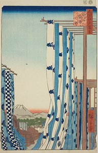 Das Färberviertel in Kanda (Kanda Kon’ya-cho), Nr. 75 aus der Serie „Hundert berühmte Ansichten von Edo (Meisho Edo hyakkei)“ von Utagawa Hiroshige