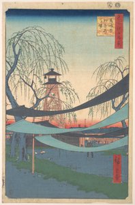 Die erste Rennbahn, Straße der Pferdehändler von Utagawa Hiroshige