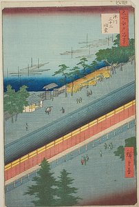 Die Halle der Dreiunddreißig Buchten in Fukagawa, Nr. 69 aus der Serie "Hundert berühmte Ansichten von Edo"