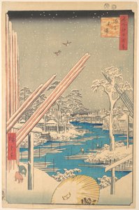 Das Holzlager in Fukagawa von Utagawa Hiroshige