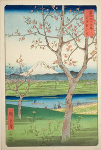 Die Vororte von Koshigaya in der Provinz Musashi, aus der Serie "Sechsunddreißig Ansichten des Berges Fuji"