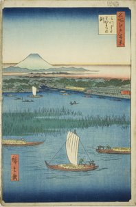 Die Trennungstiefe des dreizackigen Flusses (Mitsumata Wakarenofuchi), aus der Serie "Hundert berühmte Ansichten von Edo (Meisho Edo hyakkei)"