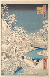 Die Taiko-Brücke (Trommelbrücke) und der Yuhi-Hügel in Meguro von Utagawa Hiroshige