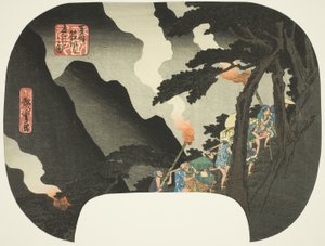 Reisen bei Nacht in den Hakone-Bergen an der Grenze der Provinzen Izu und Sagami, aus der Serie "Berühmte Orte in den verschiedenen Provinzen" von Utagawa Hiroshige