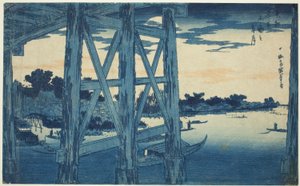 Abenddämmerung am Ryogoku-Brücke (Ryogoku no yoizuki), aus der Serie "Berühmte Ansichten der östlichen Hauptstadt (Toto meisho)" von Utagawa Hiroshige